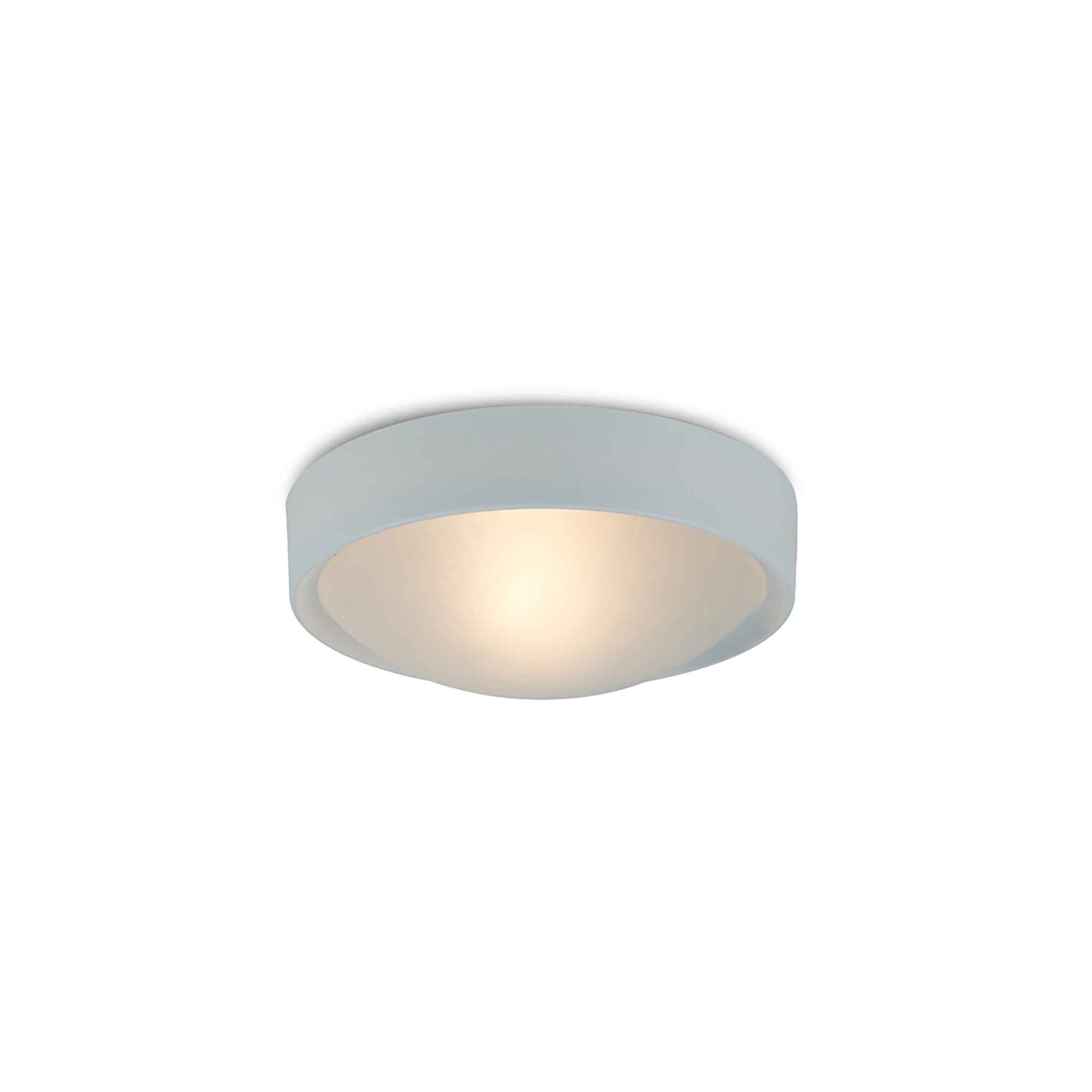 D0398  Rondo Glass IP44 Flush Ceiling 1 Light White; Frosted